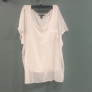 Design History Sheer White Short Sleeve Top